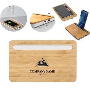 10W Bamboo Desk Charger with Pen Slot